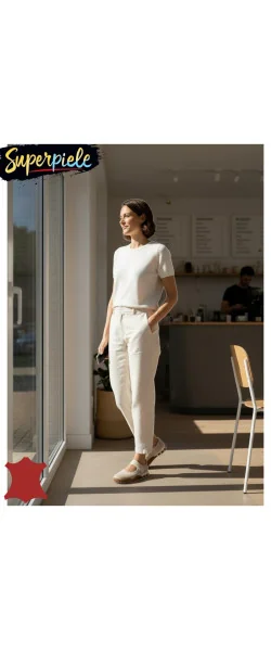 Balerini damă din piele întoarsă NATURALĂ și textil cu talpă flexibilă