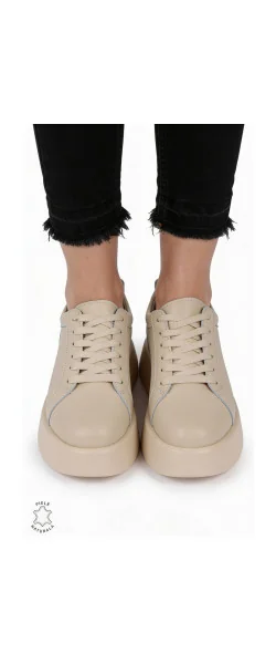 Pantofi casual piele naturala cu talpa inalta CRL881 Grey Leather