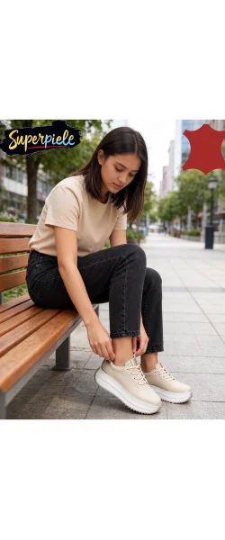 Pantofi casual dama piele naturala cu varf rotund și talpă groasă