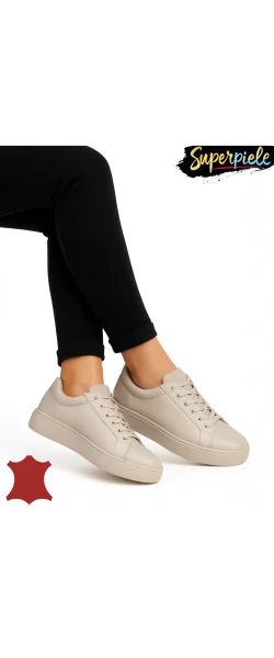Sneakers dama casual din piele naturala cu inchidere siret ,talpa groasă