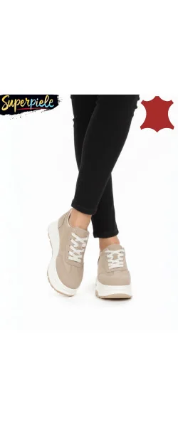 Pantofi casual dama piele naturala intoarsa ,cu talpa groasă Inchidere siret