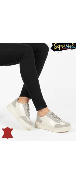 Pantofi casual damă din piele naturală cu piele întoarsă cu talpă groasa