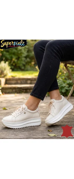 Sneakers dama piele naturala Khaki cu inimioara metalica