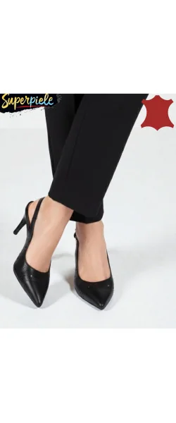 Pantofi de damă din piele naturală cu vârful ascuțit și toc subțire