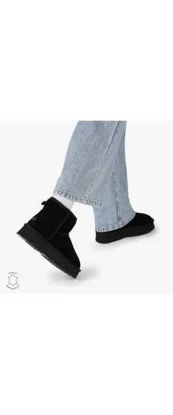 CIZME DE DAMĂ din PIELE ÎNTOARSĂ NATURALĂ CRL08931 Black Leather