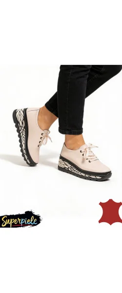 Pantofi casual dama piele naturala cu talpa groasă neagră