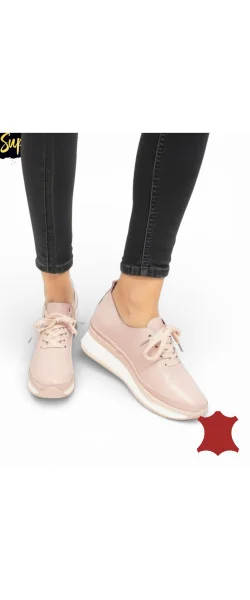 Pantofi casual damă comozi din piele naturală moale cu șireturi