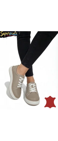 Sneakers dama casual din piele naturala cu inchidere siret ,talpa groasă