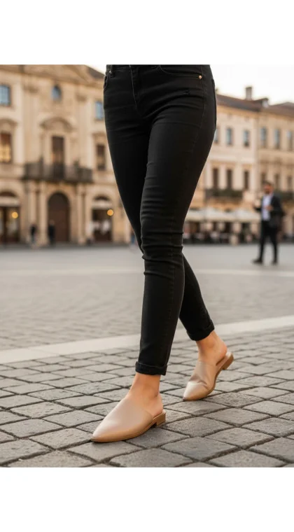 Mules damă din piele naturală handmade calitate premium