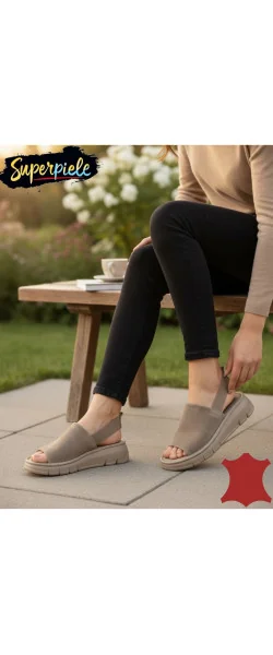 Sandale damă moderne din piele naturală cu elastic și talpă groasă